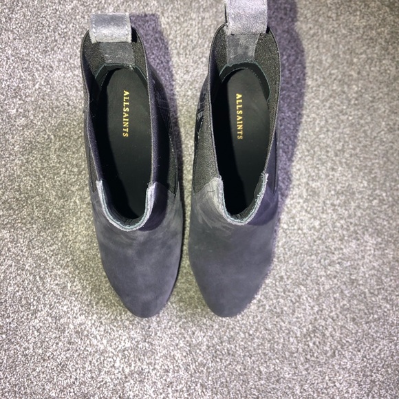 ALLSAINTS Sahara Grey Platform Suede Ankle Bootie Grey Snakeskin Detail 37 or 7 - Picture 7 of 9